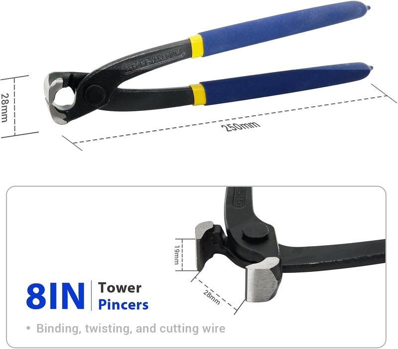 MANUFORE 3pcs Nail Puller Pincers Set, 8in Carpenters Pincers, 8in End Cutting Pincers, 8in Tower Pincers Set Nail Remover Tool for Pulling Nails or Cutting Wires - Image 4